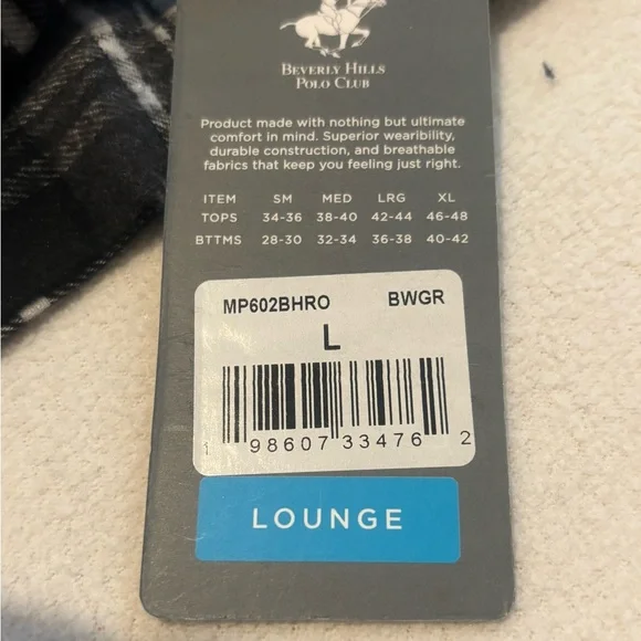 Beverly Hills Polo Club Men’s Large Flannel Lounge Pants BLK/Gry/WHT Sleepwear - Picture 7 of 7